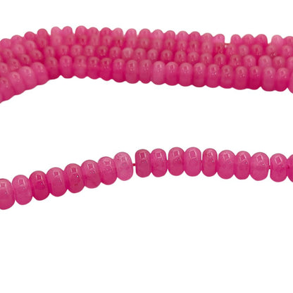 8mm Hot Pink Chalcedony Rondelle Beads Loose Natural Gemstones for Jewelry Designers