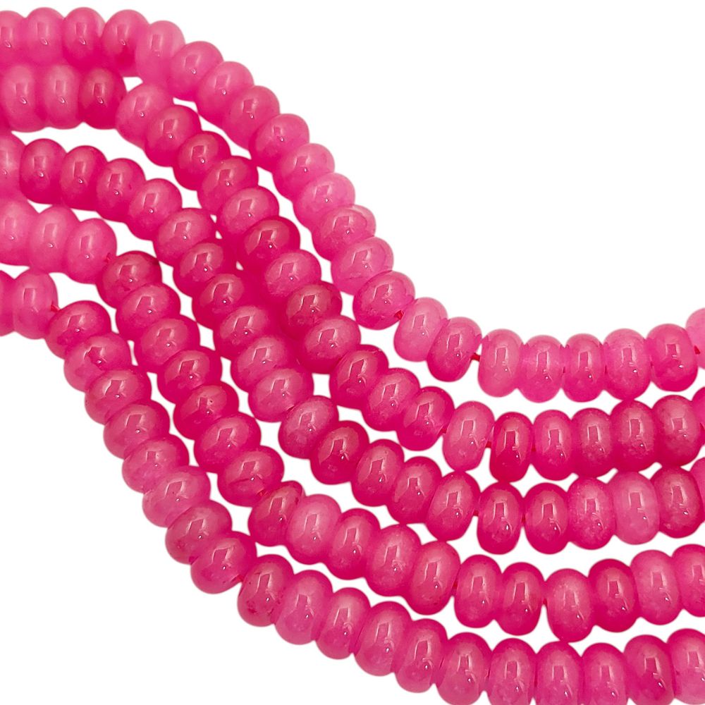 8mm Hot Pink Chalcedony Rondelle Beads Loose Natural Gemstones for Jewelry Designers