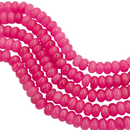 8mm Hot Pink Chalcedony Rondelle Beads Loose Natural Gemstones for Jewelry Designers