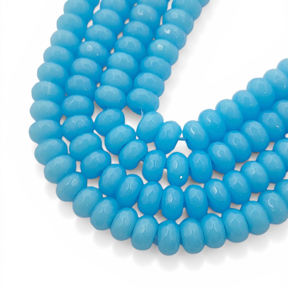 8mm Peru Chalcedony Rondelle Beads Smooth Gemstone Strand for Handmade Jewellery, DIY Bracelet Necklace Crafting Supplies