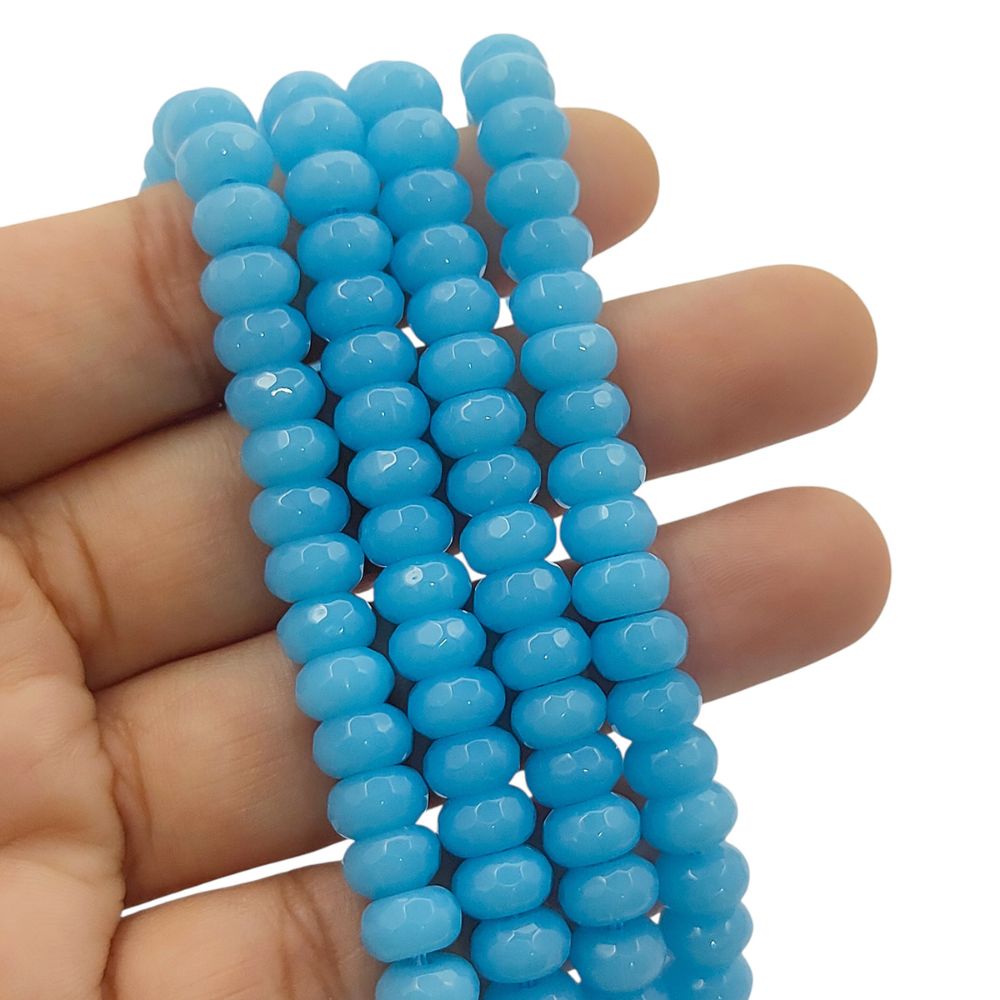 8mm Peru Chalcedony Rondelle Beads Smooth Gemstone Strand for Handmade Jewellery, DIY Bracelet Necklace Crafting Supplies