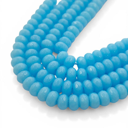 8mm Peru Chalcedony Rondelle Beads Smooth Gemstone Strand for Handmade Jewellery, DIY Bracelet Necklace Crafting Supplies