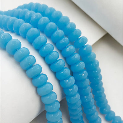 8mm Peru Chalcedony Rondelle Beads Smooth Gemstone Strand for Handmade Jewellery, DIY Bracelet Necklace Crafting Supplies
