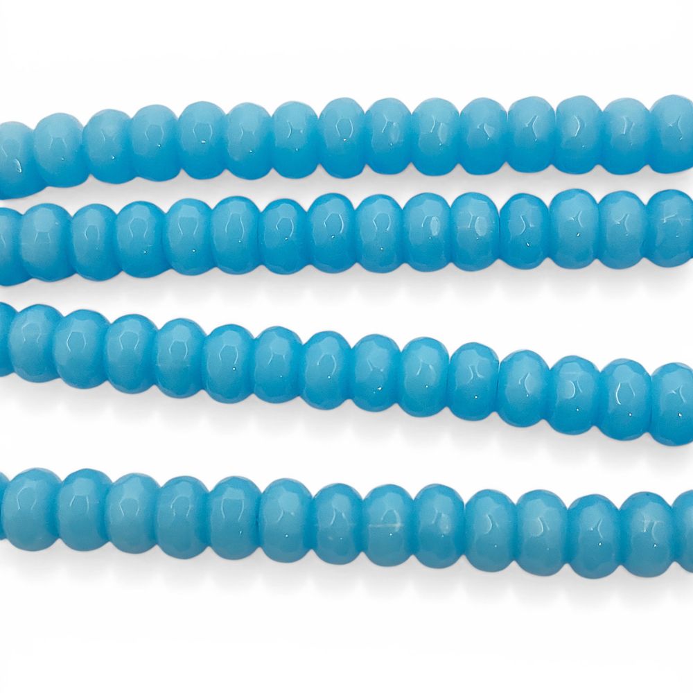 8mm Peru Chalcedony Rondelle Beads Smooth Gemstone Strand for Handmade Jewellery, DIY Bracelet Necklace Crafting Supplies