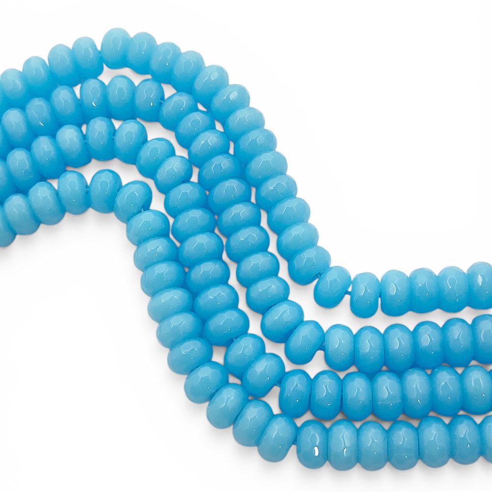 8mm Peru Chalcedony Rondelle Beads Smooth Gemstone Strand for Handmade Jewellery, DIY Bracelet Necklace Crafting Supplies