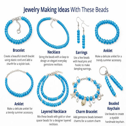 8mm Smooth Neon Blue Apatite Beads Strand Natural Gemstones for Bracelets & Necklaces