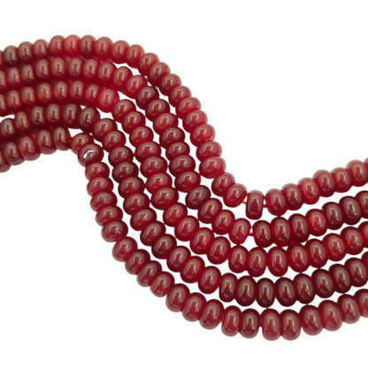 8mm Smooth Red Garnet Quartz Gemstone Beads Rondelle Loose Strand for Crafting