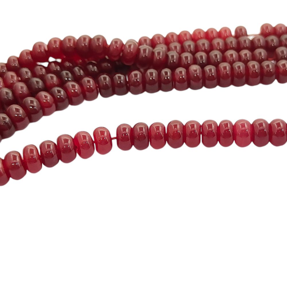 8mm Smooth Red Garnet Quartz Gemstone Beads Rondelle Loose Strand for Crafting