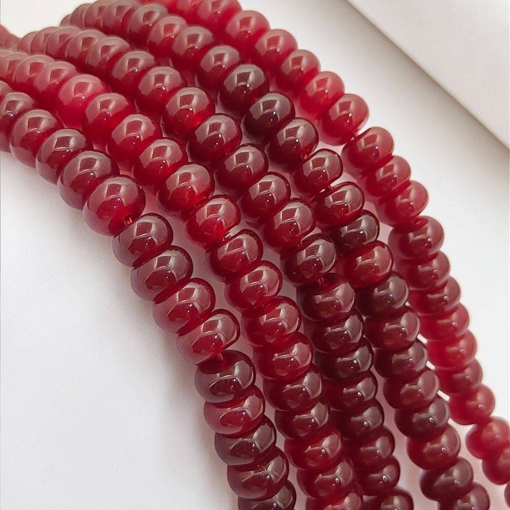 8mm Smooth Red Garnet Quartz Gemstone Beads Rondelle Loose Strand for Crafting