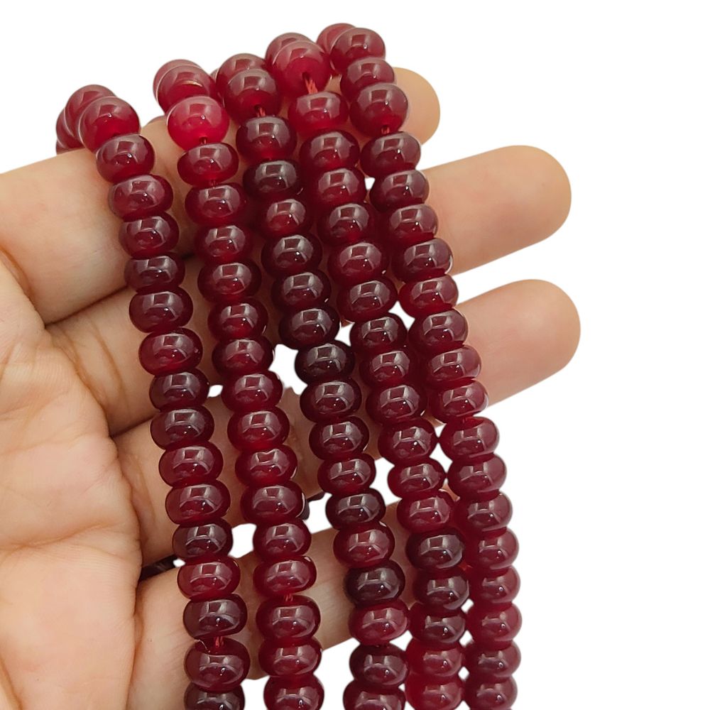 8mm Smooth Red Garnet Quartz Gemstone Beads Rondelle Loose Strand for Crafting