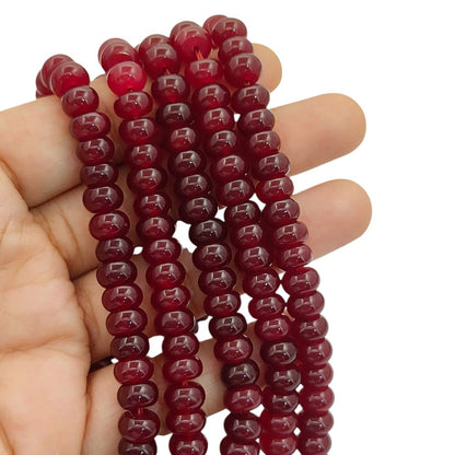 8mm Smooth Red Garnet Quartz Gemstone Beads Rondelle Loose Strand for Crafting