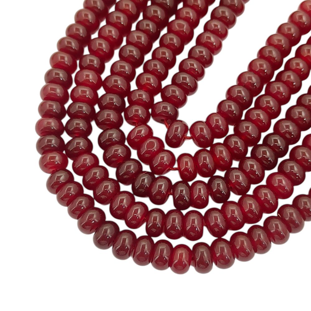 8mm Smooth Red Garnet Quartz Gemstone Beads Rondelle Loose Strand for Crafting