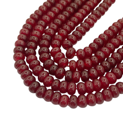 8mm Smooth Red Garnet Quartz Gemstone Beads Rondelle Loose Strand for Crafting