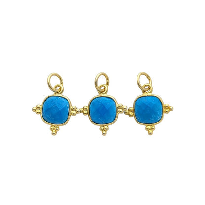 Handmade 8mm Turquoise Pendant - Cushion Cut Gold Plated Sterling Silver Charm