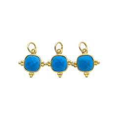 8mm Cushion Cut Turquoise Pendant Gold Plated Sterling Silver Handmade Charm