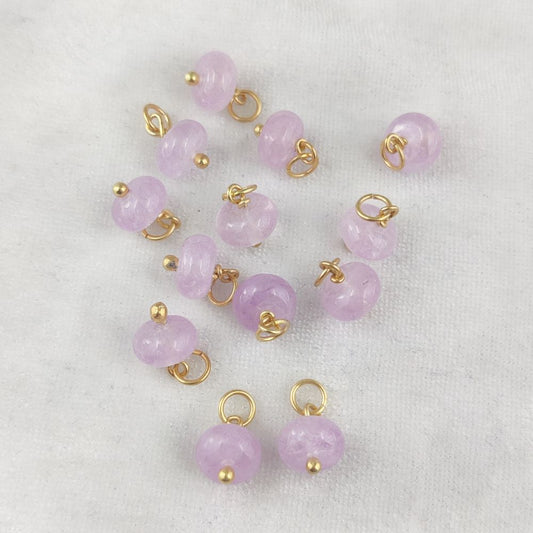 8mm Lavender Chalcedony Pendant – Gold Plated Sterling Silver Beaded Charm for Handmade Jewelry
