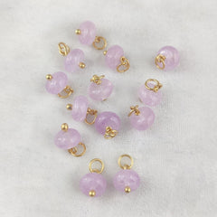 8mm Lavender Chalcedony Beaded Pendant Gold Plated Sterling Silver Charm for Bracelets & Necklaces- Selling Per Piece