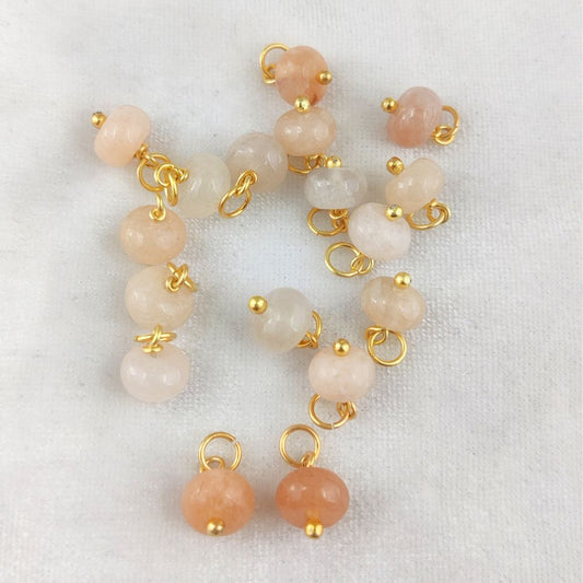 8mm Peach Moonstone Pendant – Gold Vermeil Beaded Charm for Handmade Jewelry
