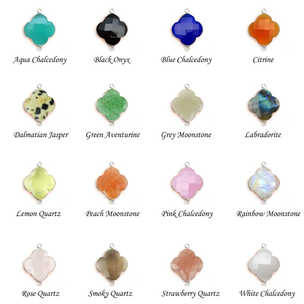 925 Sterling Silver Clover Bezel Charms Lucky Symbol Dual Loop Connector for Handmade Jewelry Designs