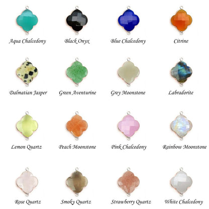 925 Sterling Silver Clover Bezel Charms Lucky Symbol Dual Loop Connector for Handmade Jewelry Designs