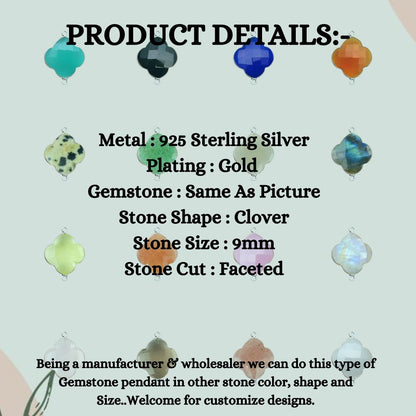 925 Sterling Silver Clover Bezel Charms Lucky Symbol Dual Loop Connector for Handmade Jewelry Designs