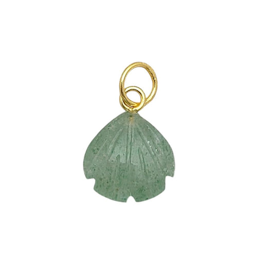 Handmade Green Aventurine Seashell Pendant with Gold Plated Sterling Silver