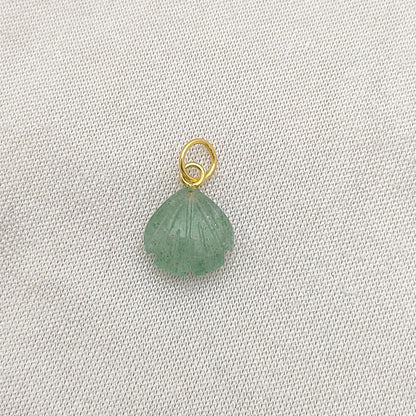 Handmade Green Aventurine Seashell Pendant with Gold Plated Sterling Silver