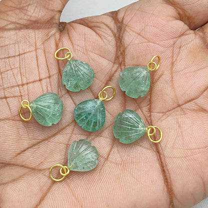 Handmade Green Aventurine Seashell Pendant with Gold Plated Sterling Silver