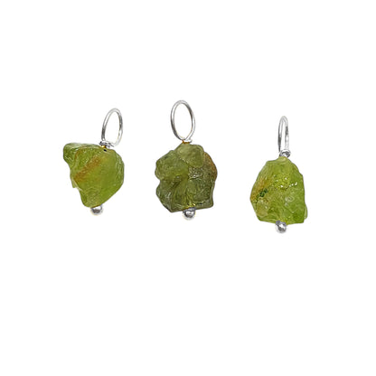 925 Sterling Silver Minimalist Peridot Pendant 7-10mm Natural August Birthstone Crystal Charm for Jewelry Designs