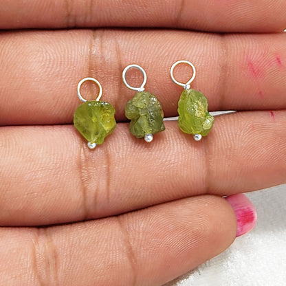925 Sterling Silver Minimalist Peridot Pendant 7-10mm Natural August Birthstone Crystal Charm for Jewelry Designs