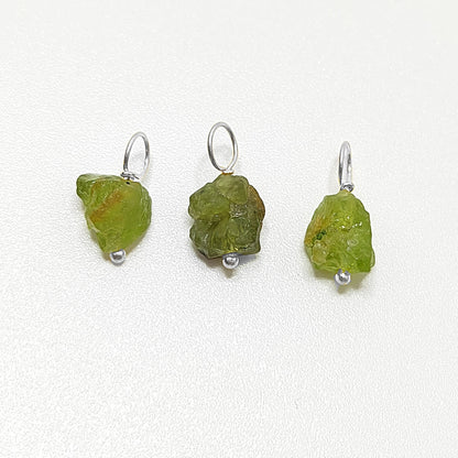 925 Sterling Silver Minimalist Peridot Pendant 7-10mm Natural August Birthstone Crystal Charm for Jewelry Designs