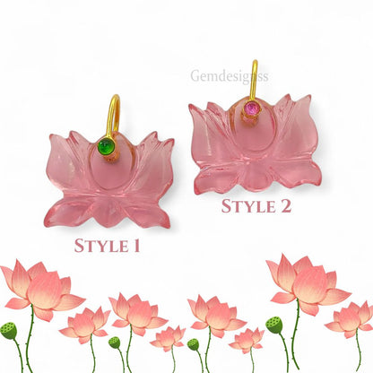 925 Sterling Silver Pink Quartz Lotus Carving Pendant Mahalaxmi Goddess Spiritual Healing Crystal Charm for Necklace Jewelry Making- Selling Per Piece