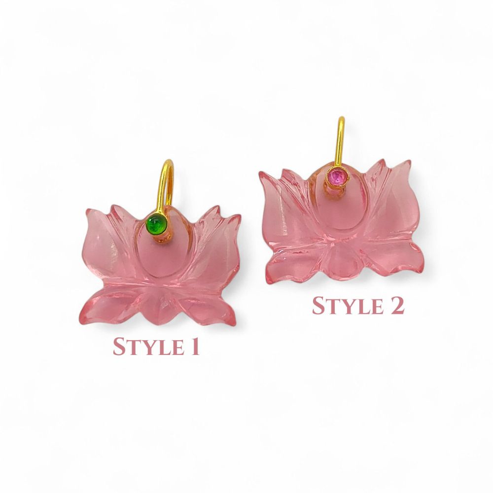 925 Sterling Silver Pink Quartz Lotus Carving Pendant Mahalaxmi Goddess Spiritual Healing Crystal Charm for Necklace Jewelry Making- Selling Per Piece