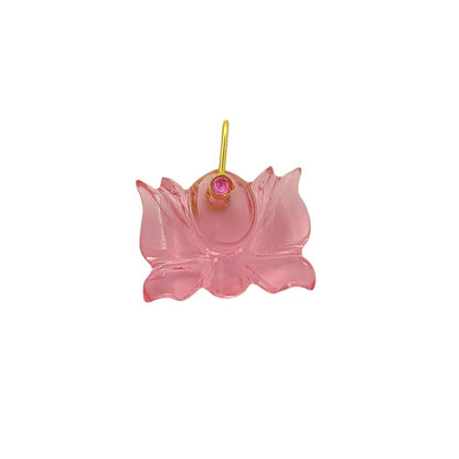 925 Sterling Silver Pink Quartz Lotus Carving Pendant Mahalaxmi Goddess Spiritual Healing Crystal Charm for Necklace Jewelry Making- Selling Per Piece