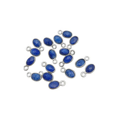 925 Silver Sapphire Pendants Deep Blue 4x6mm Oval Birthstone Charm