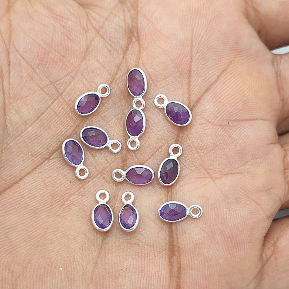 High-Quality Sterling Silver Amethyst Pendant – 4x6mm Oval Gemstone