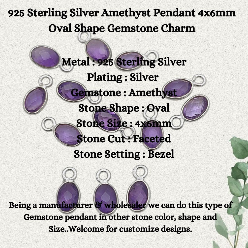 Timeless Amethyst Pendant in Sterling Silver – 4x6mm Oval Cut