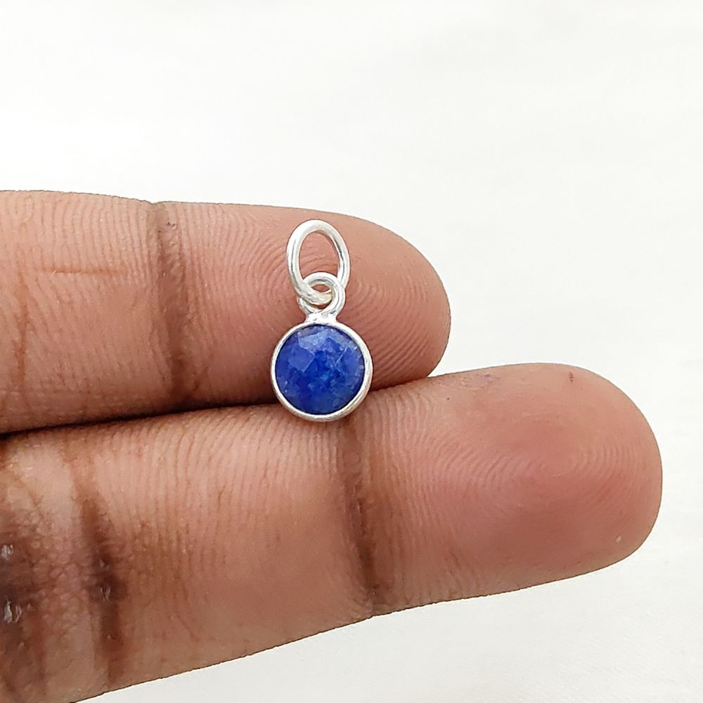 Gold Vermeil & Sterling Silver Sapphire Pendant Handmade 6mm Round Faceted September Birthstone Necklace Charm- Selling Per Piece