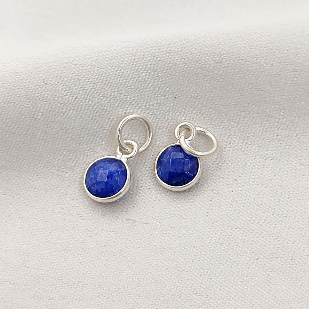 Gold Vermeil & Sterling Silver Sapphire Pendant Handmade 6mm Round Faceted September Birthstone Necklace Charm- Selling Per Piece