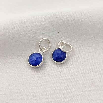 Gold Vermeil & Sterling Silver Sapphire Pendant Handmade 6mm Round Faceted September Birthstone Necklace Charm- Selling Per Piece