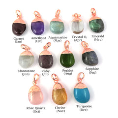 Rose Gold-Plated Multi-Gemstone Tumble Pendant Necklace Unique Handmade Jewelry for Women- Selling Per Piece
