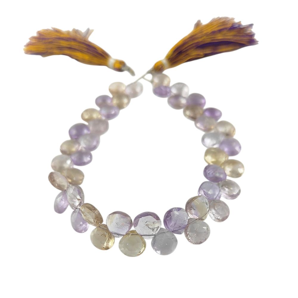 AAA Ametrine Heart Beads – High-Quality Faceted Gemstones for Jewelry Making
