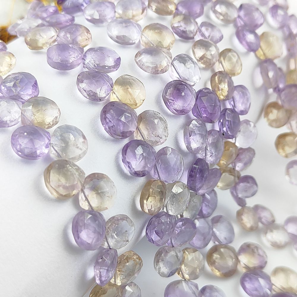 AAA Ametrine Beads – Premium Faceted Heart Beads for Unique Jewelry Creations