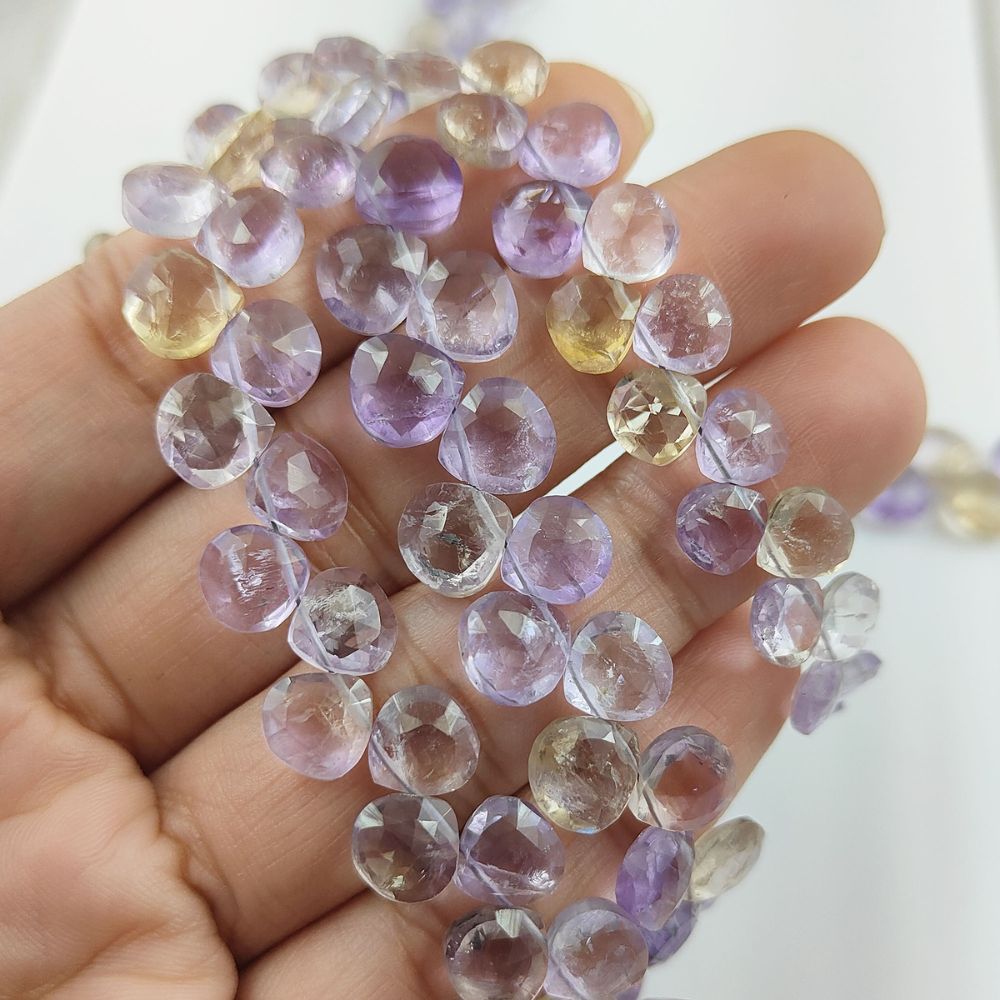 Ametrine Heart Beads Strand – Ideal for Creating Elegant Earrings, Bracelets, and Necklaces