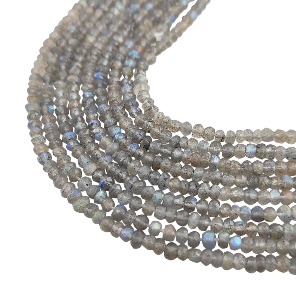 AAA Labradorite 3mm Faceted Rondelle Beads – High-Quality Flashy Gemstones