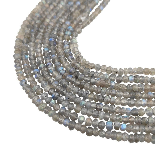 AAA Labradorite 3mm Faceted Rondelle Beads – High-Quality Flashy Gemstones