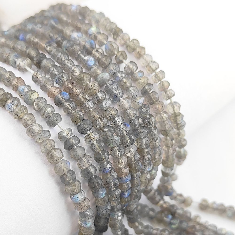 AAA Labradorite 3mm Faceted Rondelle Gemstone Beads