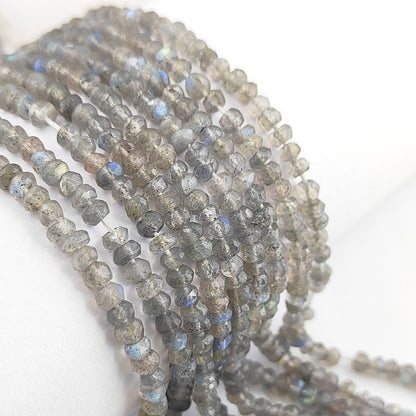 AAA Labradorite 3mm Faceted Rondelle Gemstone Beads