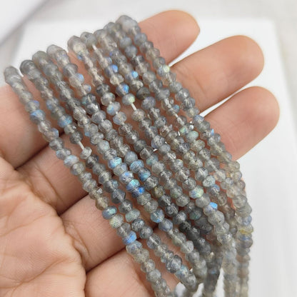 AAA Grade Labradorite Gemstone Beads – 3mm Faceted Rondelle Cut for Jewelry