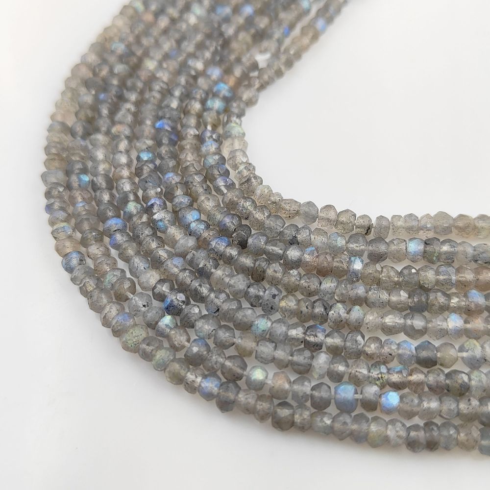 AAA Labradorite 3mm Faceted Rondelle Gemstone Beads